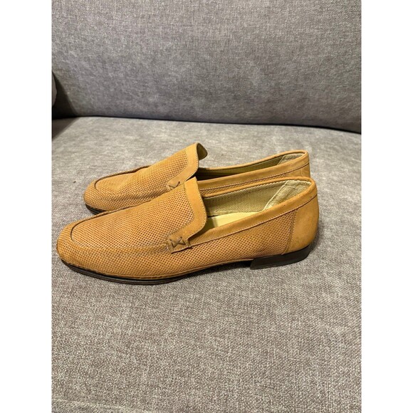 Bruno Magli Tan Leather Laser Cut Loafer Mens size 10.5